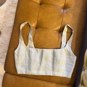 Reformation Linen Light Blue Crop Top